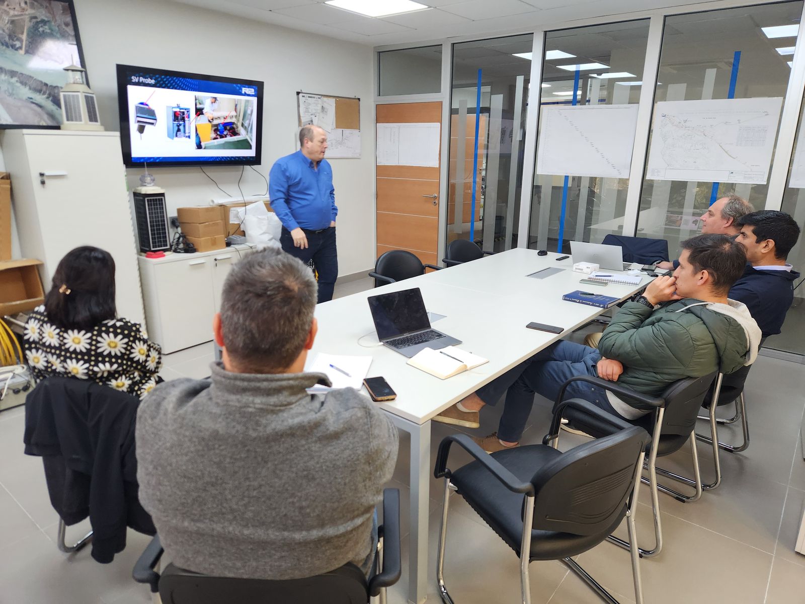 Mike Brissette presenting multibeam training to a survey team