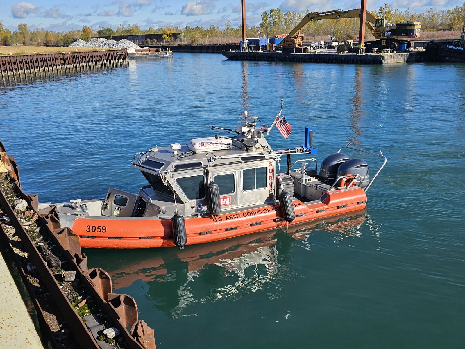 USACE survey launch fitted with a multibeam sonar